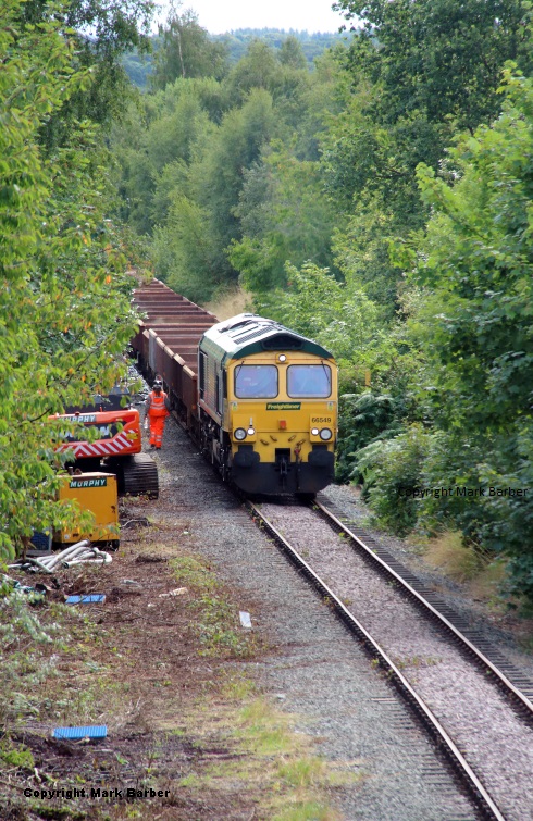 66 549 on Halton Branch between Frodsham Jn and Halton Jn on 3rd Sept 2015